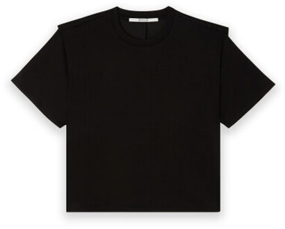 H-cw25m05 top with shoulder detail Zwart