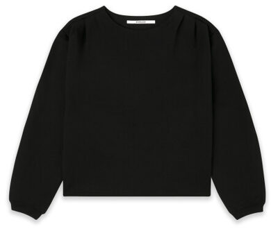 H-cw25m06 longsleeve sweater with shoulder pleats Zwart