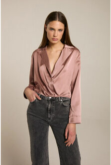 H-cw25m24 cross over blouse Roze - 38