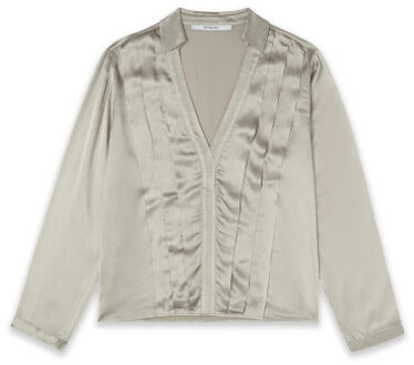 H-cw25m29 blouse with pleated detail - maat 38 Zilver