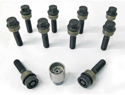 H&R Wielboutenset bolkonisch met beweegbare ring R14 M14x1.50 - Lengte 44mm - Zwart - 10 stuks (bv. HRB1454406SET