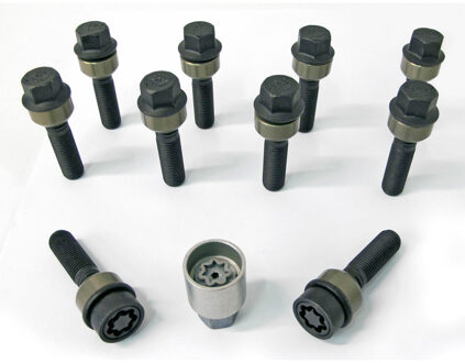 H&R Wielboutenset bolkonisch met beweegbare ring R14 M14x1.50 - Lengte 49mm - Zwart - 10 stuks (bv. HRB1454906SET