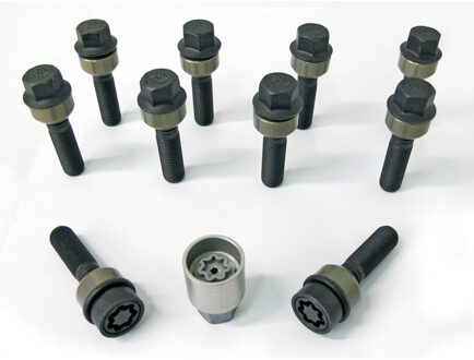 H&R Wielboutenset bolkonisch met beweegbare ring R14 M14x1.50 - Lengte 57mm - Zwart - 10 stuks (bv. HRB1455706SET