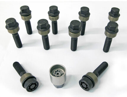 H&R Wielboutenset bolkonisch met beweegbare ring R14 M14x1.50 - Lengte 60mm - Zwart - 10 stuks (bv. HRB1456006SET