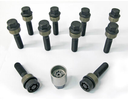 H&R Wielboutenset bolkonisch met beweegbare ring R14 M14x1.50 - Lengte 63mm - Zwart - 10 stuks (bv. HRB1456306SET