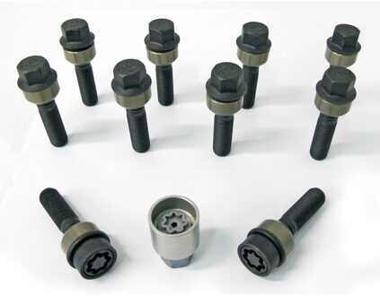 H&R Wielboutenset bolkonisch met beweegbare ring R14 M14x1.50 - Lengte 66mm - 10 stuks (bv. Porsche) HR1456606SET