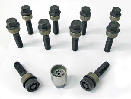 H&R Wielboutenset bolkonisch met beweegbare ring R14 M14x1.50 - Lengte 66mm - Zwart - 10 stuks (bv. HRB1456606SET