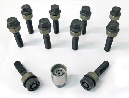 H&R Wielboutenset bolkonisch met beweegbare ring R17 M14x1.50 - Lengte 68mm - Zwart - 10 stuks (bv. HRB1456806SET