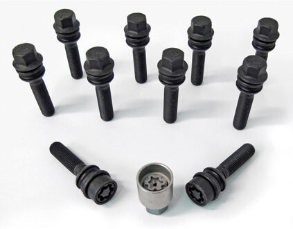 H&R Wielboutenset bolkonisch met bewegende ring R14 M14x1.50 - Lengte 43mm - Zwart - 10 stuks (bv. P HRB1454307SET