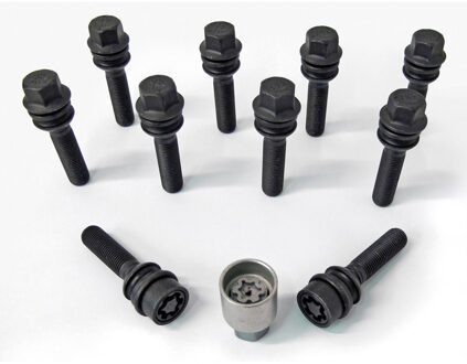 H&R Wielboutenset bolkonisch met bewegende ring R14 M14x1.50 - Lengte 56mm - Zwart - 10 stuks (bv. P HRB1455607SET