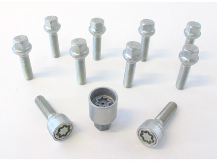 H&R Wielboutenset bolkonisch R12 M12x1.50 - Lengte 45mm - 10 stuks (bv. Mercedes) - incl. wielsloten HR1254502SET