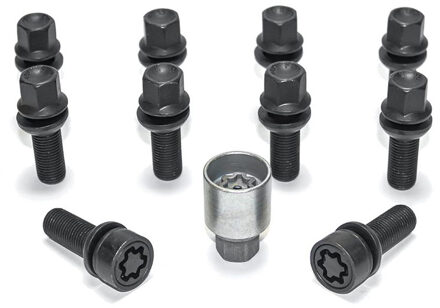 H&R Wielboutenset bolkonisch R13 M14x1.50 - Lengte 45mm - Zwart - 10 stuks (bv. Audi S5) - incl. wie HRB1454503SET