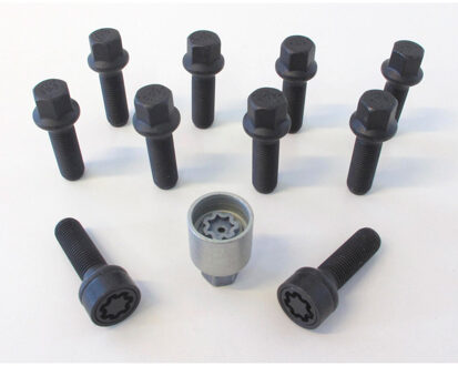 H&R Wielboutenset bolkonisch R14 M14x1.50 - Lengte 28mm - Zwart - 10 stuks (bv. Mercedes, VW T4) - i HRB1452802SET