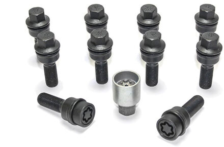 H&R Wielboutenset bolkonisch R14 M14x1.50 - Lengte 30mm - Zwart - 10 stuks (bv. Audi Q3, Q5) - incl. HRB1453007ASET