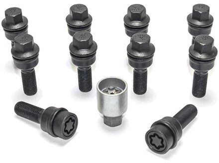 H&R Wielboutenset bolkonisch R14 M14x1.50 - Lengte 35mm - Zwart - 10 stuks (bv. Audi Q3, Q5) - incl. HRB1453507ASET