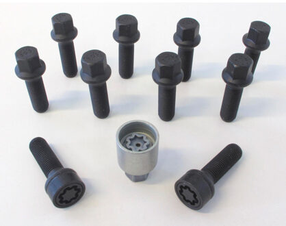 H&R Wielboutenset bolkonisch R14 M14x1.50 - Lengte 37mm - Zwart - 10 stuks (bv. Mercedes, VW T4) - i HRB1453702SET