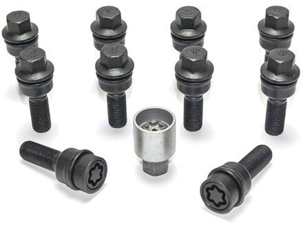 H&R Wielboutenset bolkonisch R14 M14x1.50 - Lengte 38mm - Zwart - 10 stuks (bv. Audi Q3, Q5) - incl. HRB1453807ASET