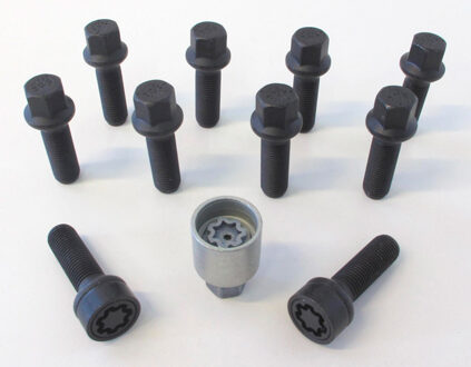 H&R Wielboutenset bolkonisch R14 M14x1.50 - Lengte 43mm - Zwart - 10 stuks (bv. Mercedes, VW T4) - i HRB1454302SET