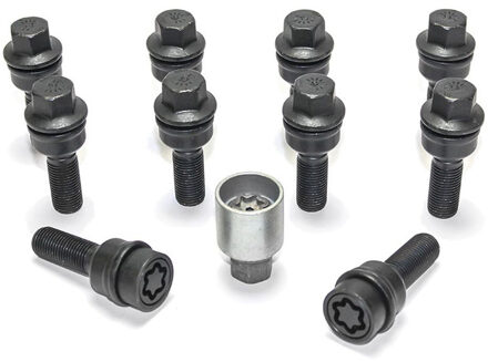 H&R Wielboutenset bolkonisch R14 M14x1.50 - Lengte 45mm - Zwart - 10 stuks (bv. Audi Q3, Q5) - incl. HRB1454507ASET