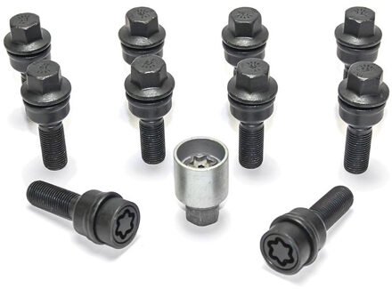 H&R Wielboutenset bolkonisch R14 M14x1.50 - Lengte 48mm - Zwart - 10 stuks (bv. Audi Q3, Q5) - incl. HRB1454807ASET