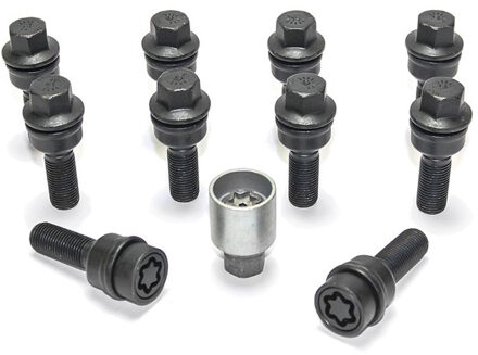 H&R Wielboutenset bolkonisch R14 M14x1.50 - Lengte 50mm - Zwart - 10 stuks (bv. Audi Q3, Q5) - incl. HRB1455007ASET