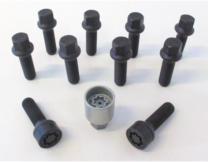 H&R Wielboutenset bolkonisch R14 M14x1.50 - Lengte 55mm - Zwart - 10 stuks (bv. Mercedes, VW T4) - i HRB1455502SET