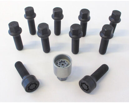 H&R Wielboutenset bolkonisch R14 M14x1.50 - Lengte 57mm - Zwart - 10 stuks (bv. Mercedes, VW T4) - i HRB1455702SET