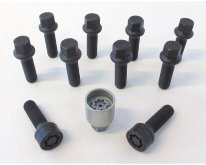 H&R Wielboutenset bolkonisch R14 M14x1.50 - Lengte 65mm - Zwart - 10 stuks (bv. Mercedes, VW T4) - i HRB1456502SET