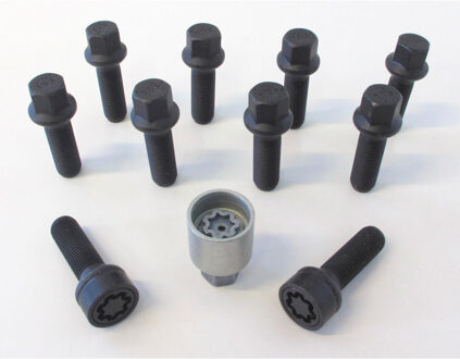 H&R Wielboutenset bolkonisch R14 M14x1.50 - Lengte 68mm - Zwart - 10 stuks (bv. Mercedes, VW T4) - i HRB1456802SET