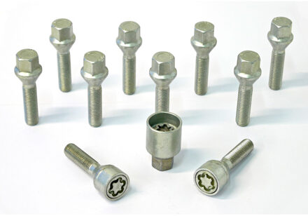 H&R Wielboutenset konisch M12x1.50 - Lengte 24mm - 10 stuks - incl. wielsloten HR1252401SET