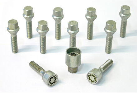 H&R Wielboutenset konisch M12x1.50 - Lengte 30mm - 10 stuks - incl. wielsloten HR1253001SET