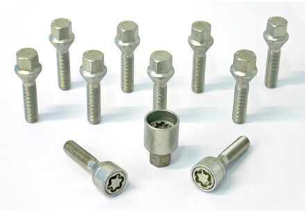 H&R Wielboutenset konisch M12x1.50 - Lengte 38mm - 10 stuks - incl. wielsloten HR1253801SET