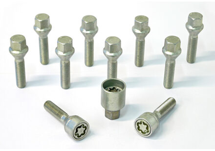 H&R Wielboutenset konisch M12x1.50 - Lengte 48mm - 10 stuks - incl. wielsloten HR1254801SET