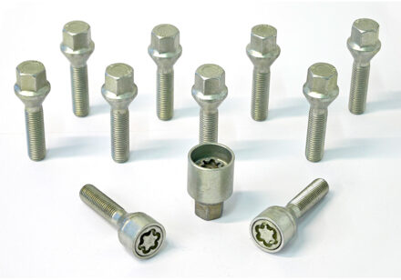 H&R Wielboutenset konisch M12x1.50 - Lengte 55mm - 10 stuks - incl. wielsloten HR1255501SET