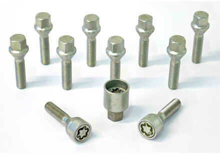 H&R Wielboutenset konisch M12x1.50 - Lengte 60mm - 10 stuks - incl. wielsloten HR1256001SET