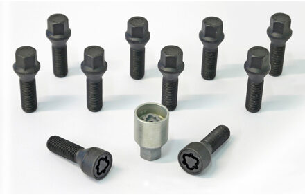 H&R Wielboutenset konisch M14x1.25 - Lengte 31mm - Zwart - 10 stuks - incl. wielsloten HRB14253101SET