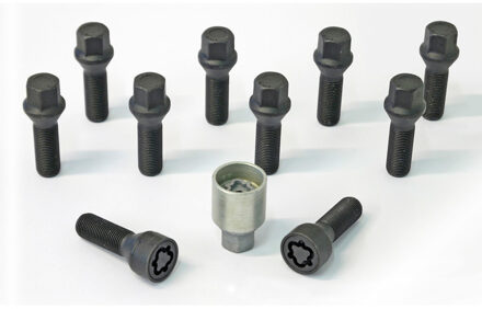 H&R Wielboutenset konisch M14x1.25 - Lengte 48mm - Zwart - 10 stuks - incl. wielsloten HRB14254801SET