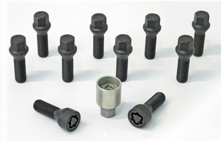 H&R Wielboutenset konisch M14x1.50 - Lengte 35mm - Zwart - 10 stuks - incl. wielsloten HRB1453501SET