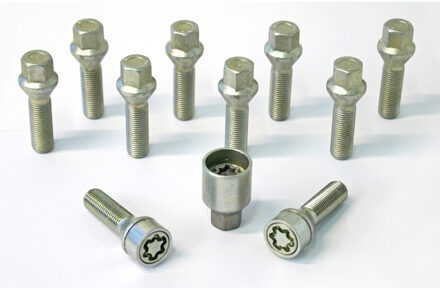 H&R Wielboutenset konisch M14x1.50 - Lengte 38mm - 10 stuks - incl. wielsloten HR1453801SET