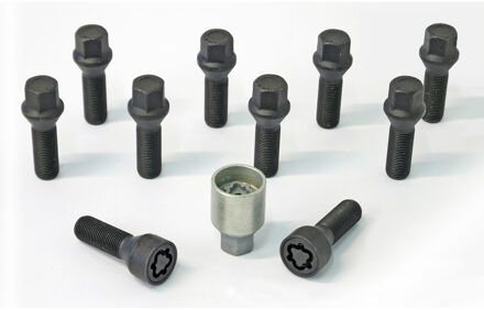 H&R Wielboutenset konisch M14x1.50 - Lengte 43mm - Zwart - 10 stuks - incl. wielsloten HRB1454301SET