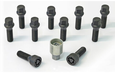 H&R Wielboutenset konisch M14x1.50 - Lengte 45mm - Zwart - 10 stuks - incl. wielsloten HRB1454501SET