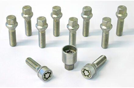 H&R Wielboutenset konisch M14x1.50 - Lengte 60mm - 10 stuks - incl. wielsloten HR1456001SET