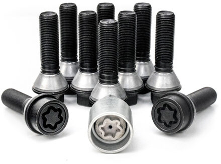 H&R Wielboutenset konisch met beweegbare ring M14x1.25 - Lengte 28mm - Zwart - 10 stuks (bv. BMW) - HRB14252808SET