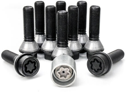 H&R Wielboutenset konisch met beweegbare ring M14x1.25 - Lengte 31mm - Zwart - 10 stuks (bv. BMW) - HRB14253108SET