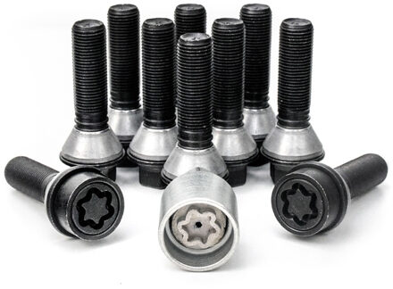 H&R Wielboutenset konisch met beweegbare ring M14x1.25 - Lengte 39mm - Zwart - 10 stuks (bv. BMW) - HRB14253908SET