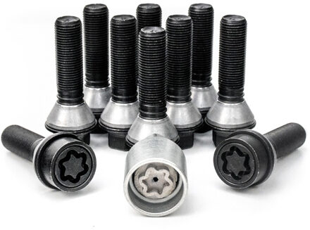 H&R Wielboutenset konisch met beweegbare ring M14x1.25 - Lengte 41mm - Zwart - 10 stuks (bv. BMW) - HRB14254108SET