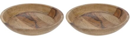 H&S Collection 2x Decoratie/serveerschalen - donker mango hout - 30 x 7 cm