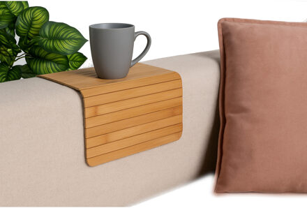 H&S Collection Bankleuning dienblad flexibel - lichtbruin - bamboe - 44 x 24 cm - armleuning