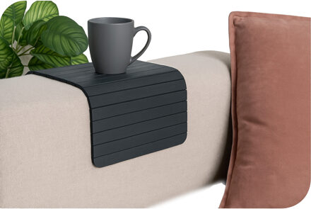 H&S Collection Bankleuning dienblad flexibel - zwart - bamboe - 44 x 24 cm - armleuning