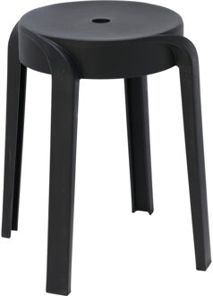 H&S Collection Bijzet krukje/zit krukje Astora - kunststof - zwart - D34 x H45 cm - stoelen